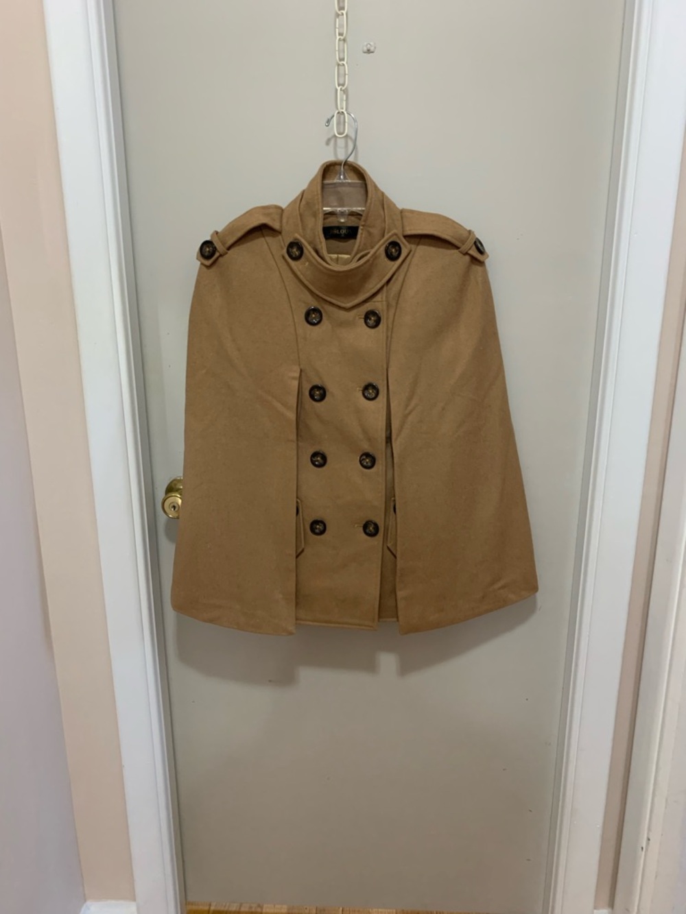 Women's Double-Breasted Camel Cape Coat